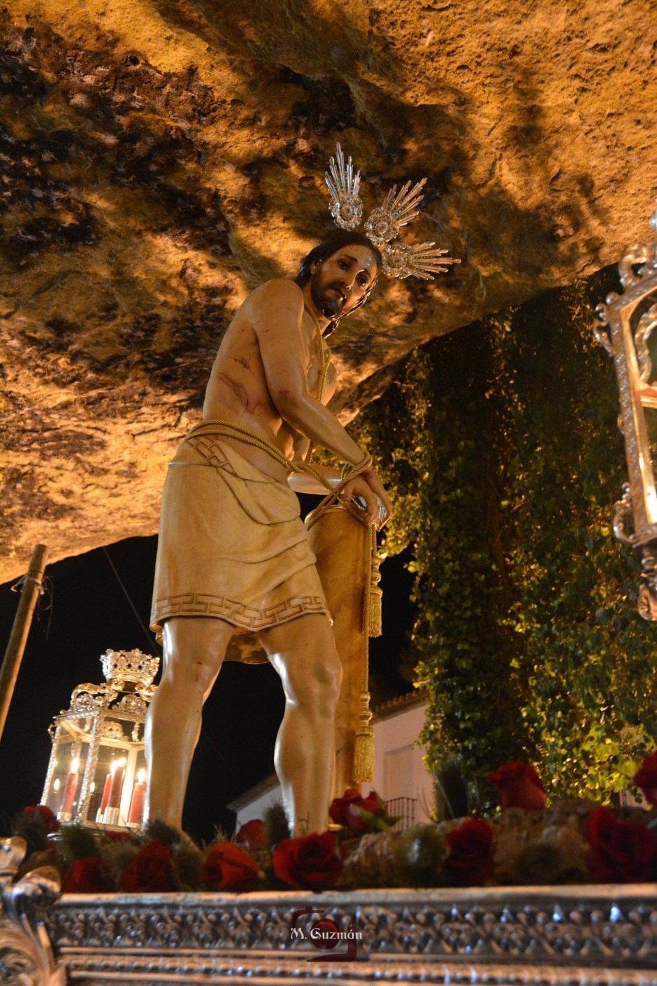Traslado del Amarrao a su regreso de la restauración en el taller Juan Manuel Miñarro. En la imagen, en las Cuevas del Sol.