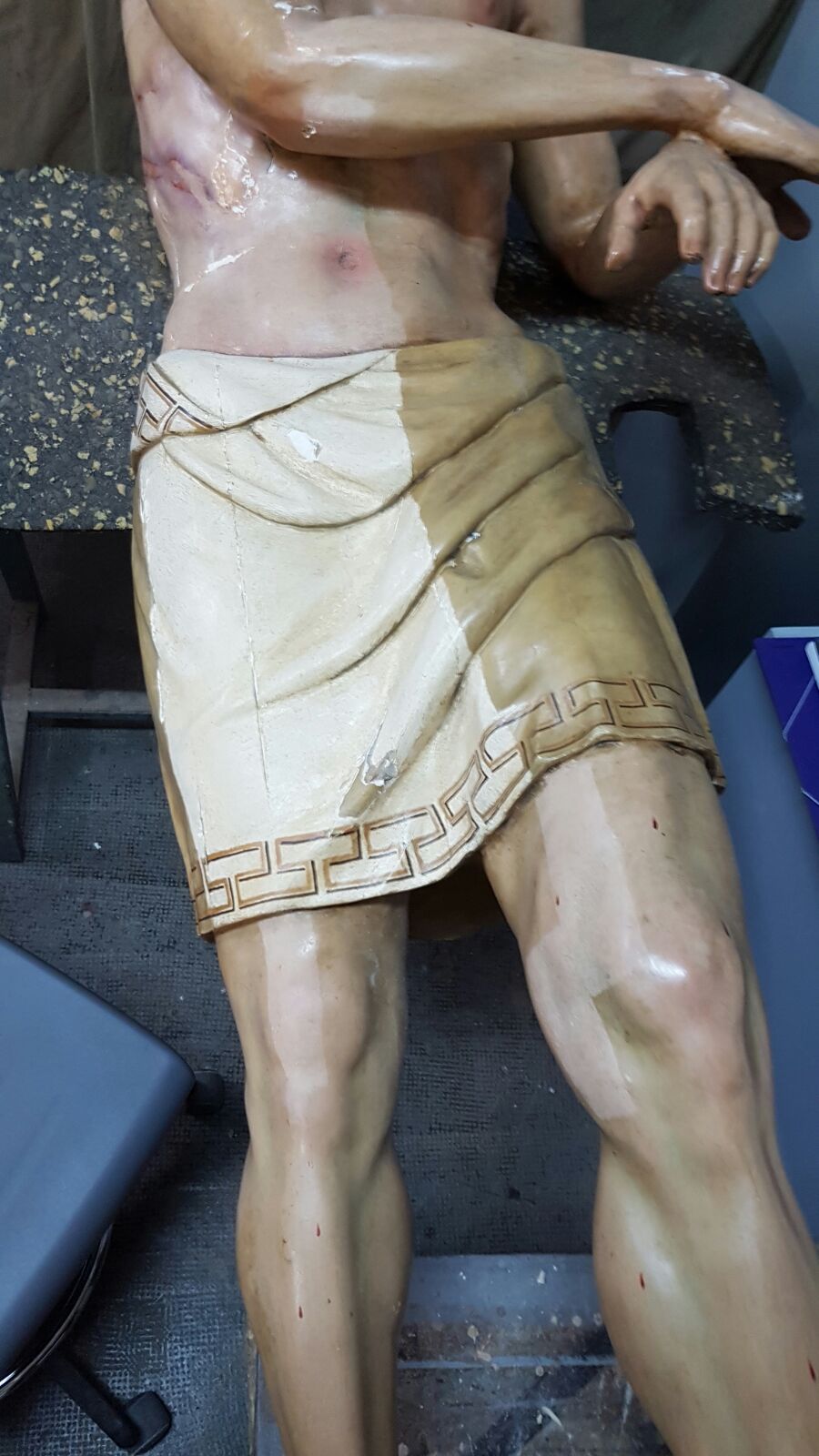 Restauración del Amarrao en el taller de Juan Manuel Miñarro.