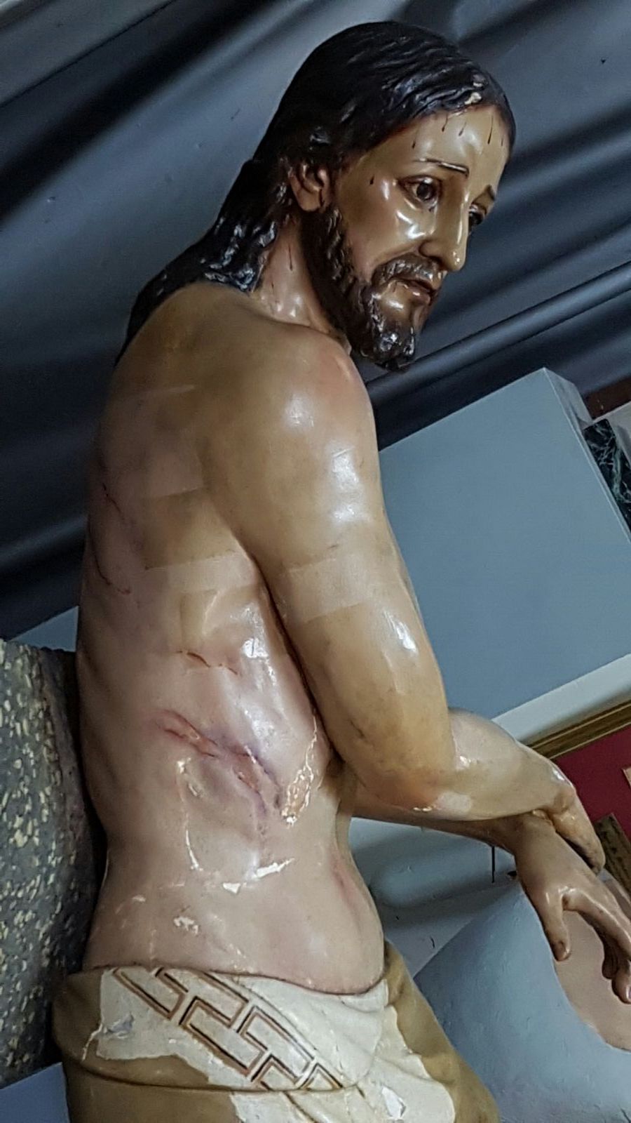 Restauración del Amarrao en el taller de Juan Manuel Miñarro.