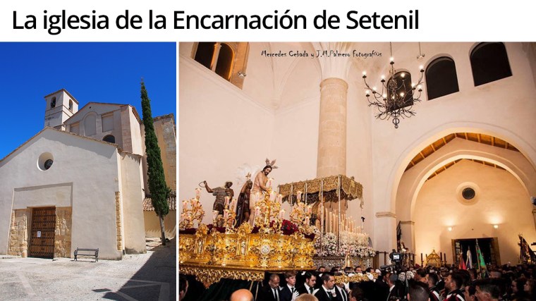 Iglesia de la Encarnación, construida tras la conquista de Setenil por los Reyes Católicos en 1.484. Tempo "enchufado" a partir de la iglesia mudéjar, correspondiente al periodo llamado tardo-gótico o gótico isabelino (final del siglo XV o principios del XVI).