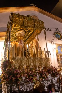 Virgen de los Dolores en la salida de la Casa Hermandad en 2024. Foto: MARIO GARCÍA VARGAS